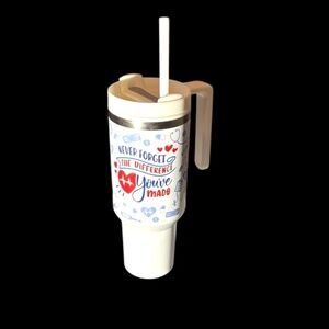 Inspirational White Travel Mug with Straw